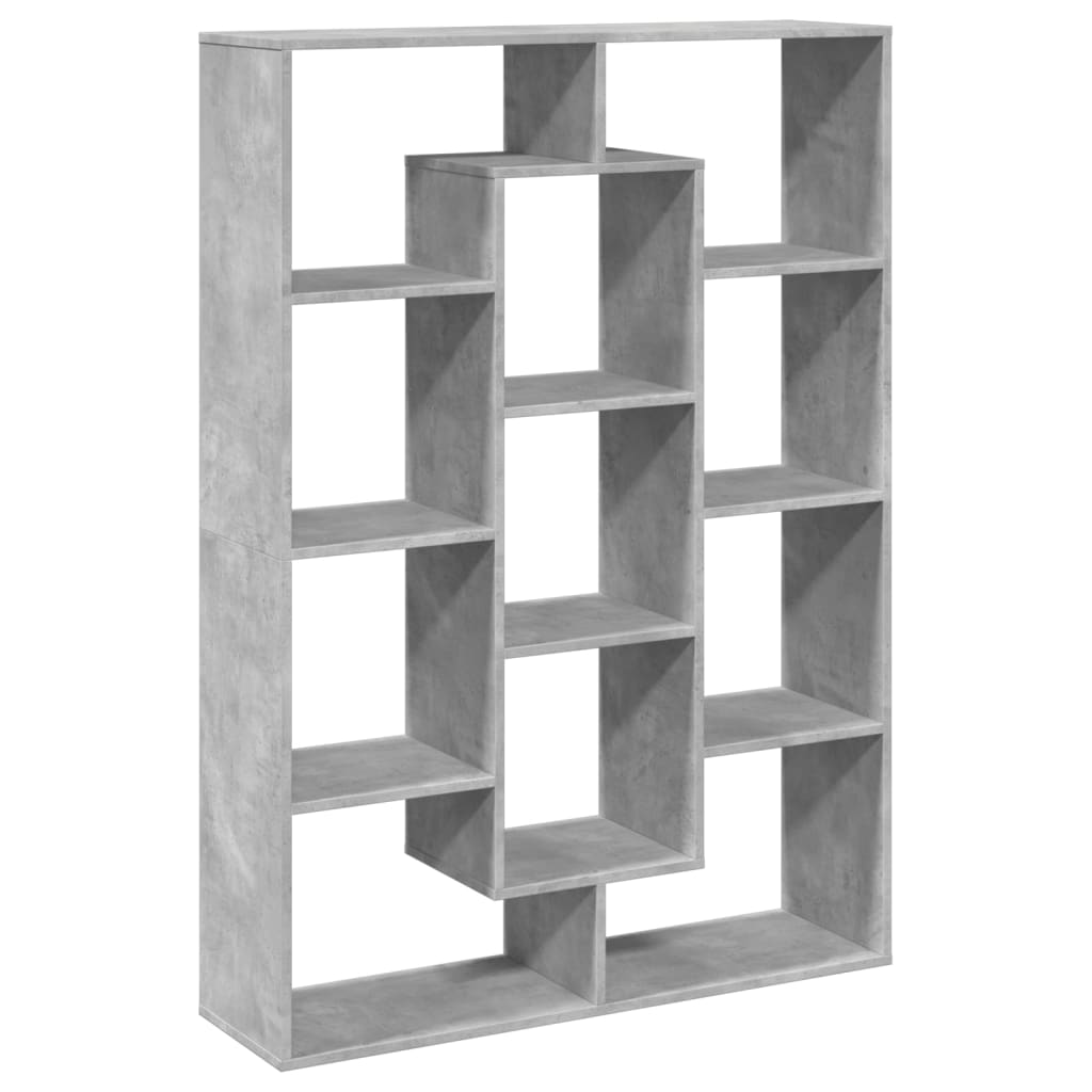 betonszürke szerelt fa könyvszekrény 102 x 29 x 143 cm