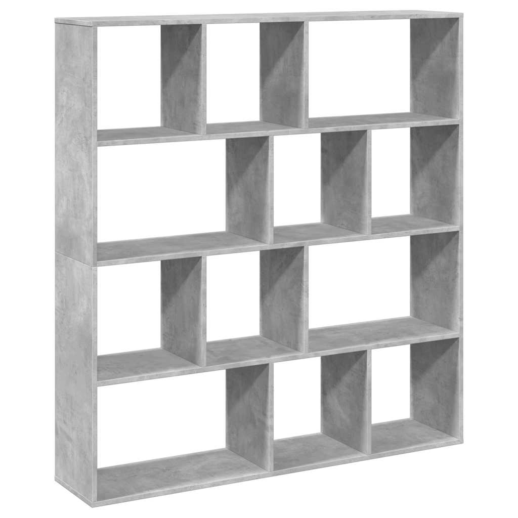 betonszürke szerelt fa könyvszekrény 132 x 29 x 141,5 cm