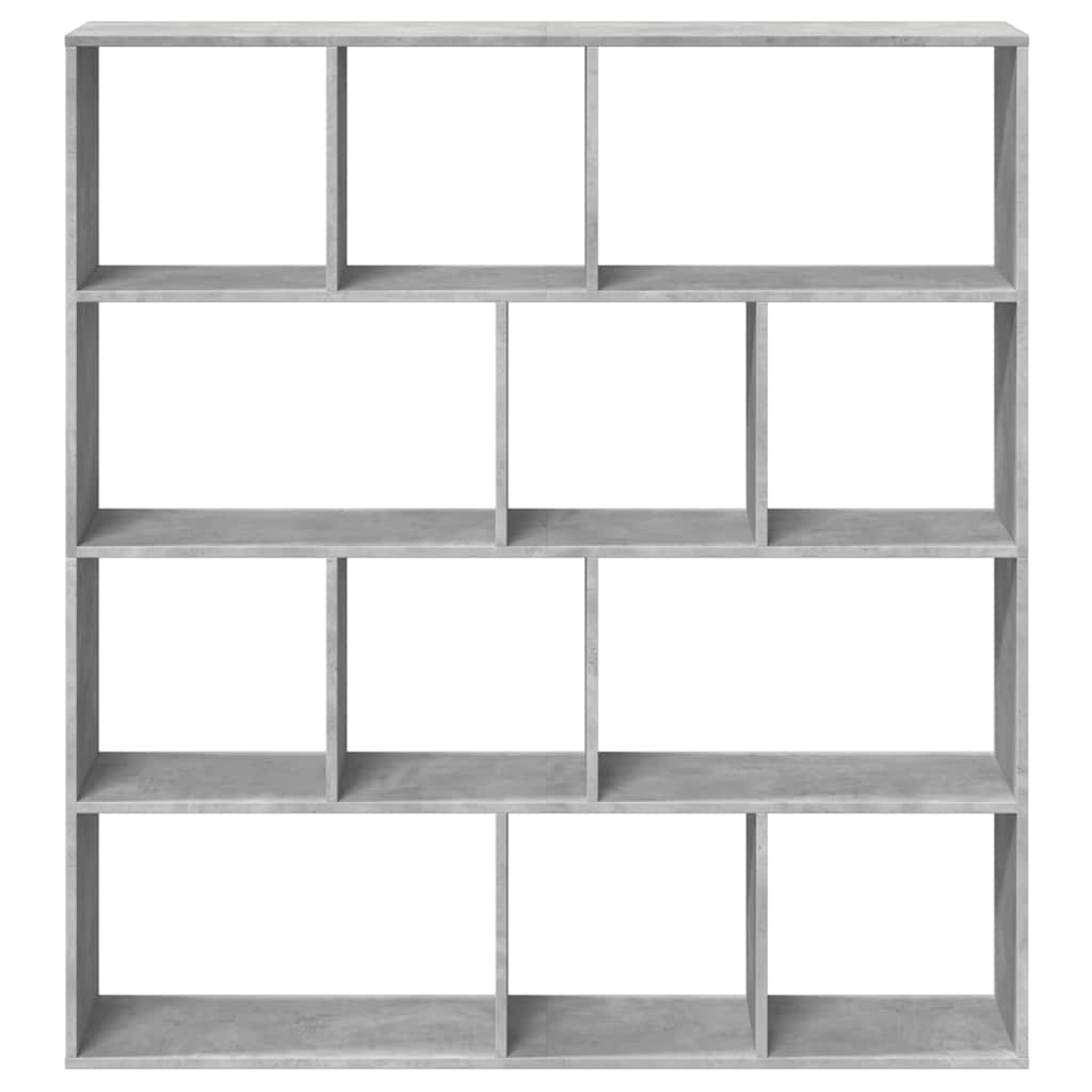betonszürke szerelt fa könyvszekrény 132 x 29 x 141,5 cm