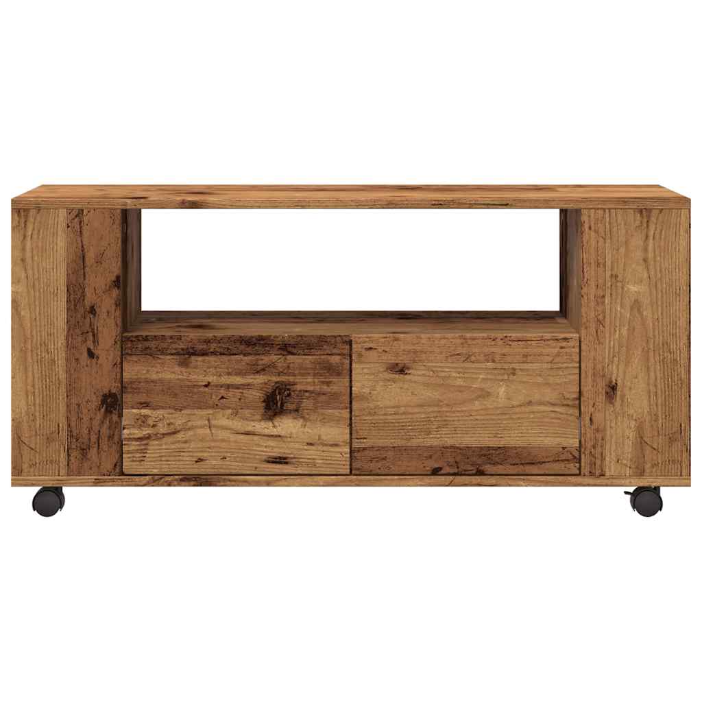 antik fa színű szerelt fa TV-szekrény kerekekkel 102x34,5x43 cm