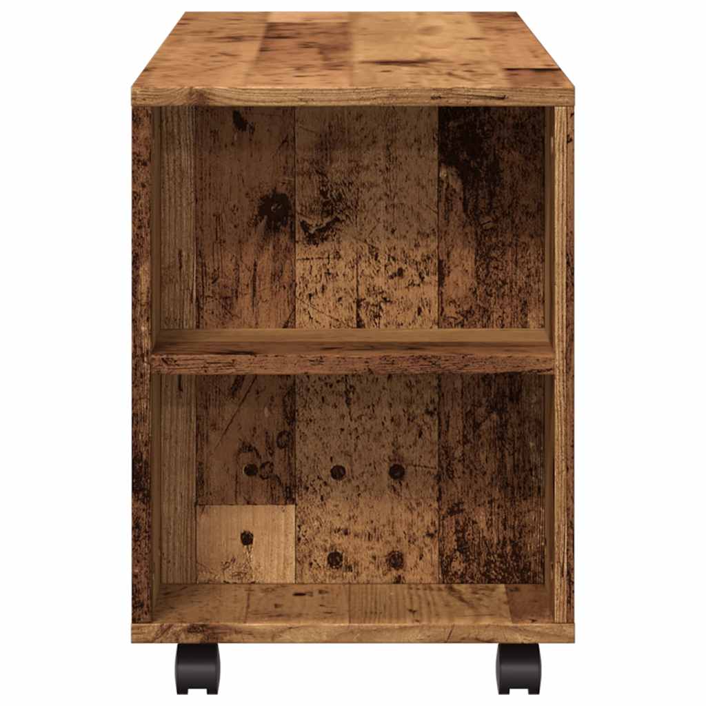 antik fa színű szerelt fa TV-szekrény kerekekkel 102x34,5x43 cm
