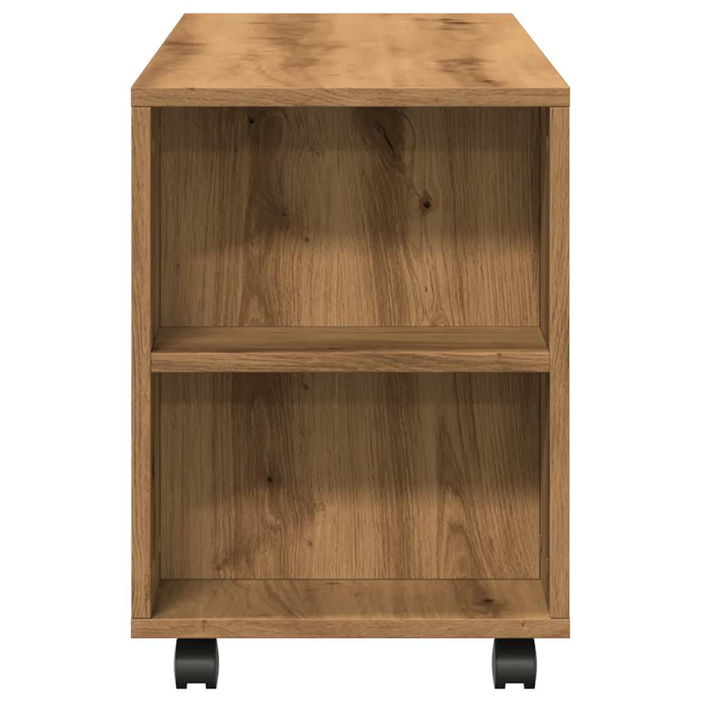 kézműves tölgy szerelt fa TV-szekrény kerekekkel 102x34,5x43 cm