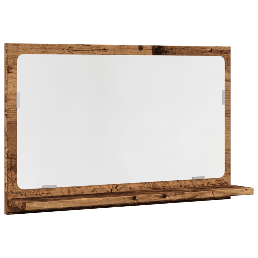 antik fa színű szerelt fa tükrös fürdőszobaszekrény 60x11x37 cm
