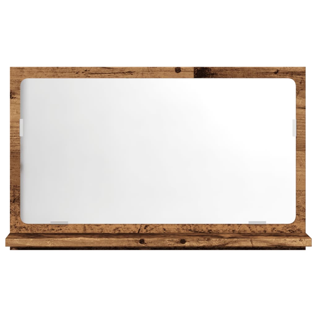 antik fa színű szerelt fa tükrös fürdőszobaszekrény 60x11x37 cm