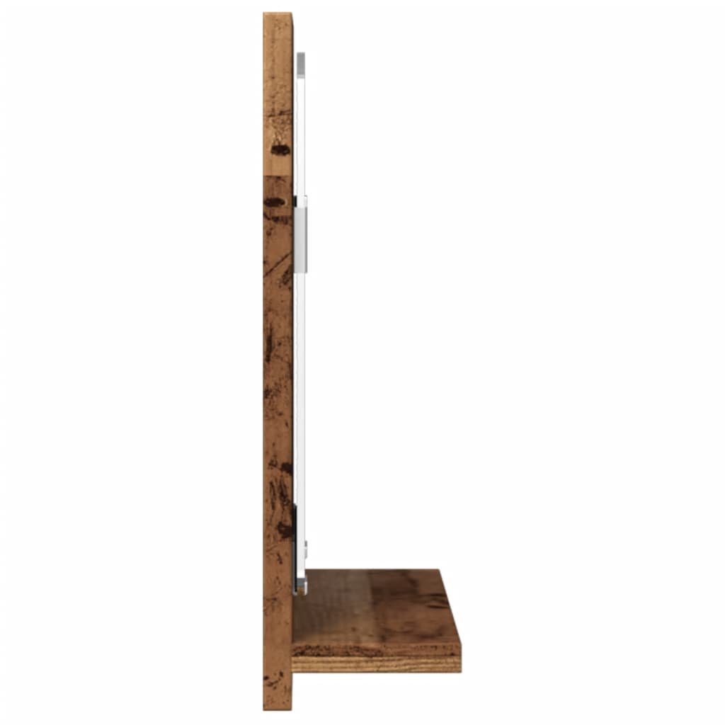 antik fa színű szerelt fa tükrös fürdőszobaszekrény 60x11x37 cm
