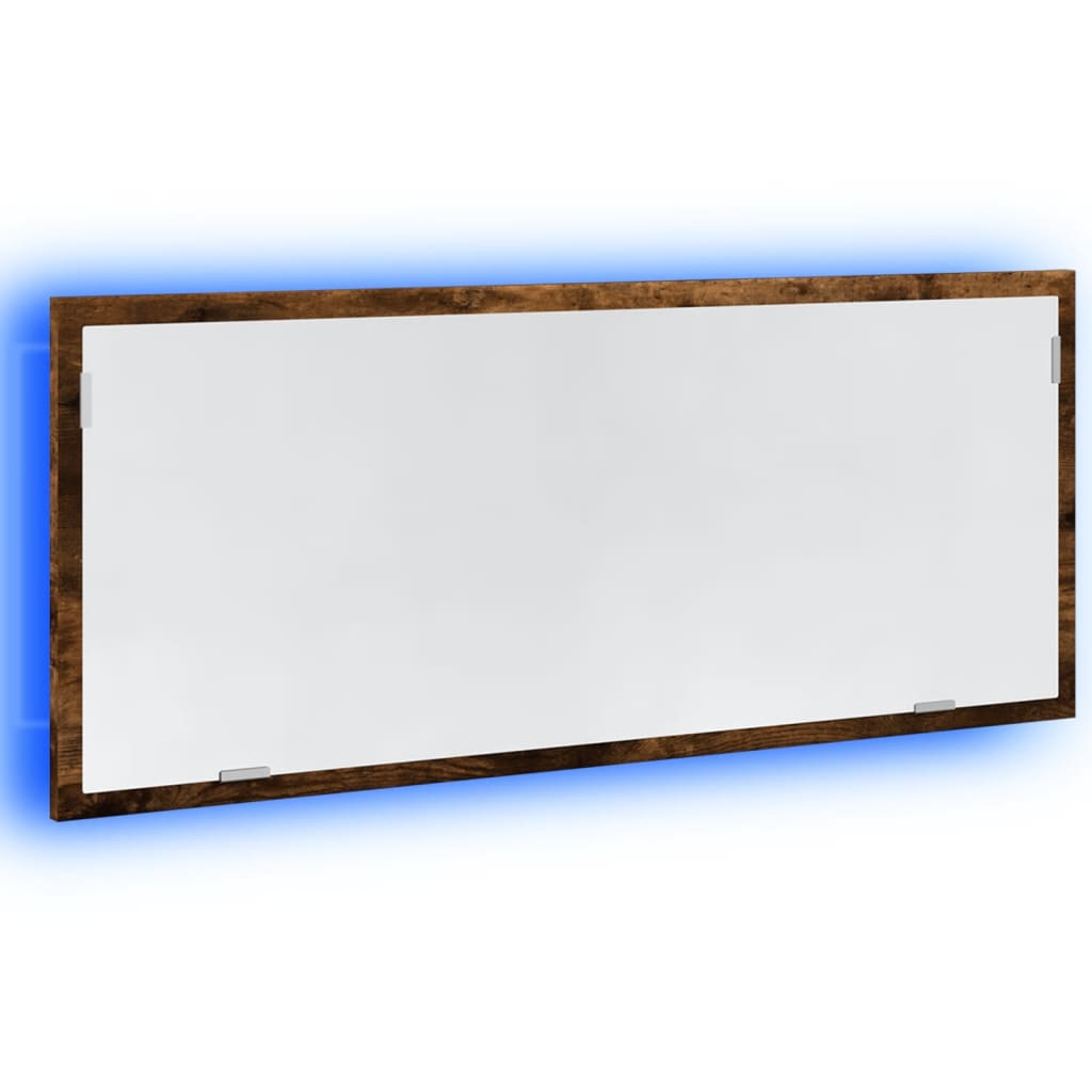 füstös tölgy szerelt fa LED-es fürdőszobatükör 100x8,5x37 cm