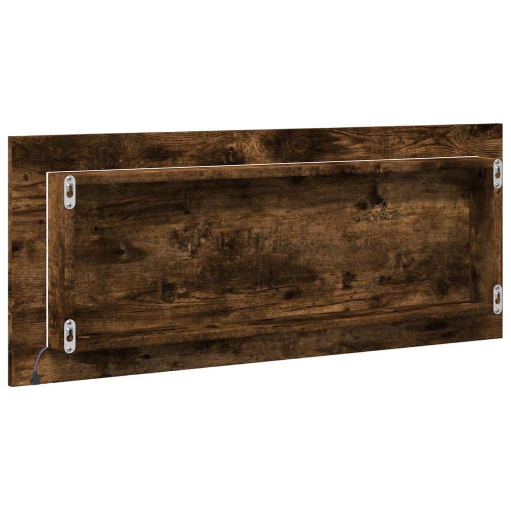füstös tölgy szerelt fa LED-es fürdőszobatükör 100x8,5x37 cm