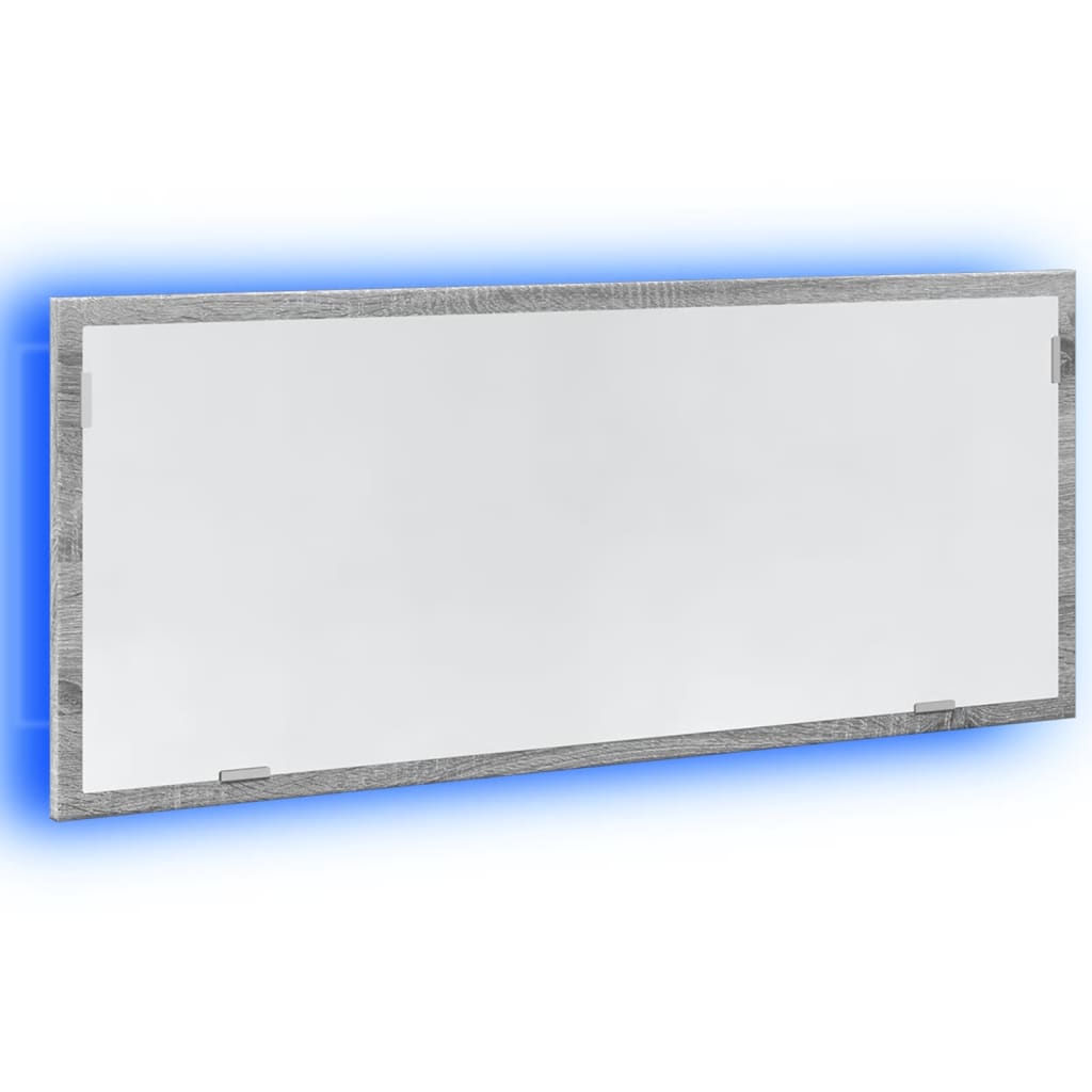 szürke sonoma szerelt fa LED-es fürdőszobatükör 100x8,5x37 cm
