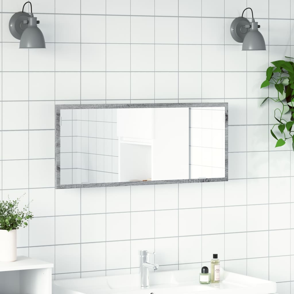 szürke sonoma szerelt fa LED-es fürdőszobatükör 100x8,5x37 cm