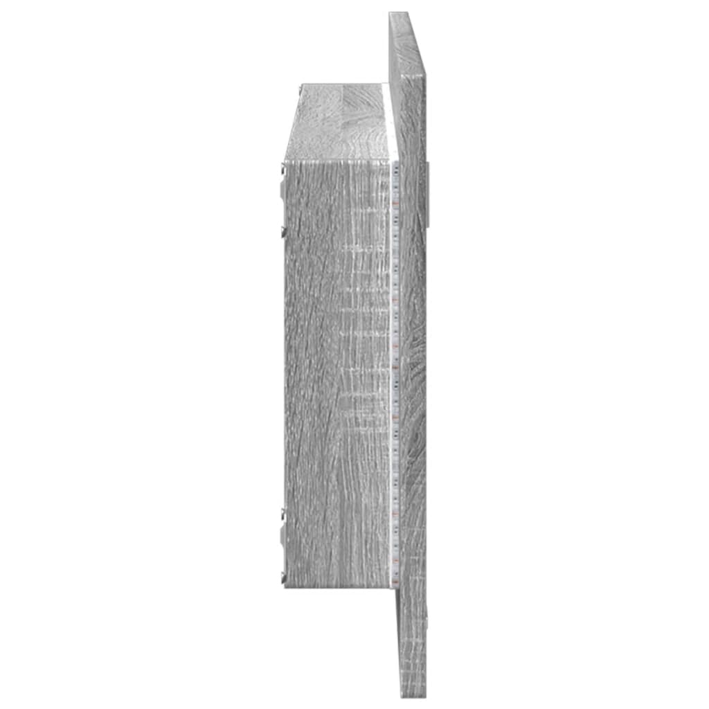 szürke sonoma szerelt fa LED-es fürdőszobatükör 100x8,5x37 cm