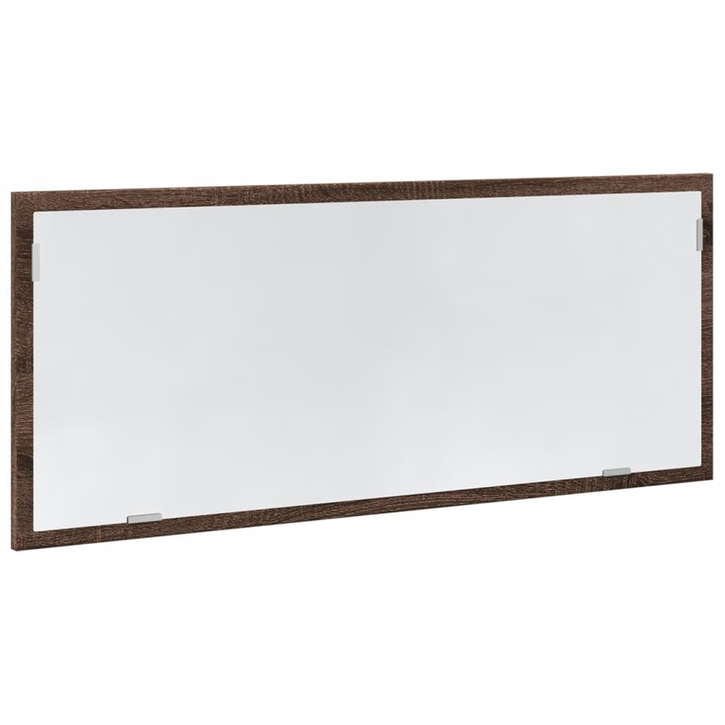 barna tölgy szerelt fa LED-es fürdőszobatükör 100x8,5x37 cm