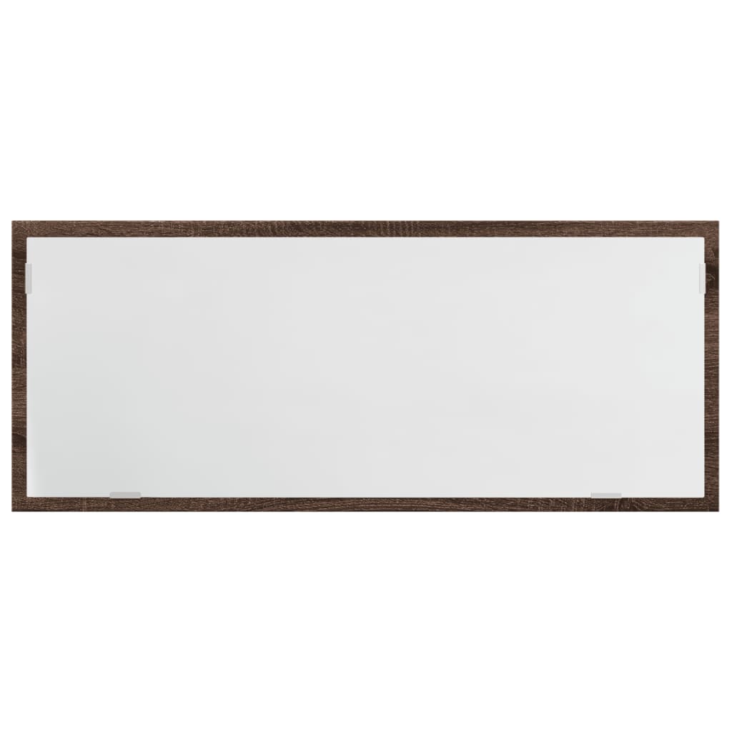 barna tölgy szerelt fa LED-es fürdőszobatükör 100x8,5x37 cm