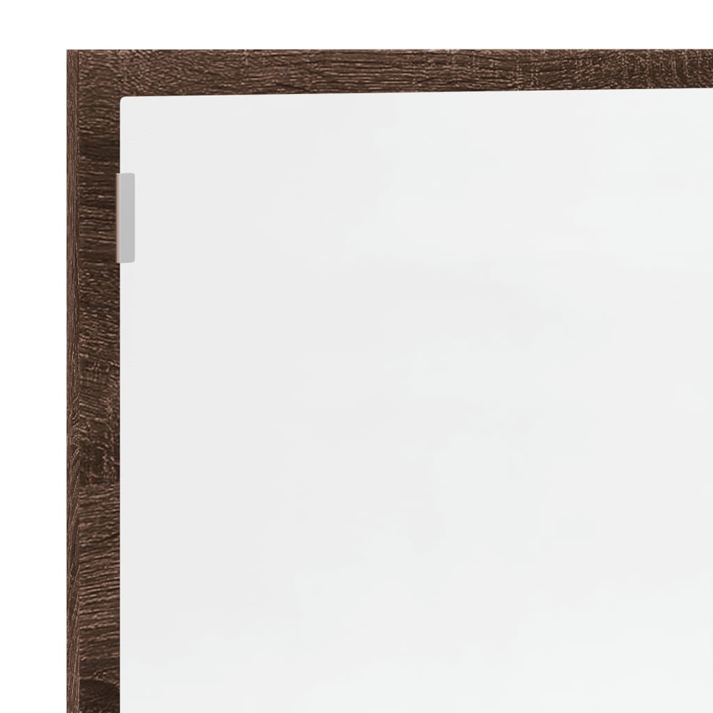 barna tölgy szerelt fa LED-es fürdőszobatükör 100x8,5x37 cm