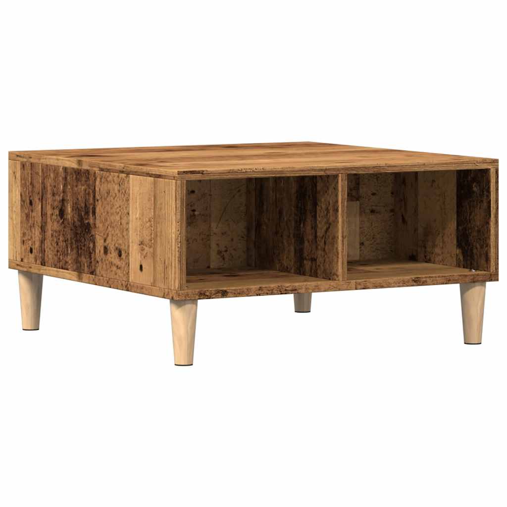 antik fa színű szerelt fa dohányzóasztal 60x 60 x 30 cm