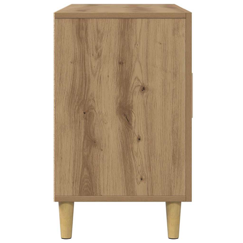 kézműves tölgy színű szerelt fa tálalószekrény 100 x 36 x 60 cm