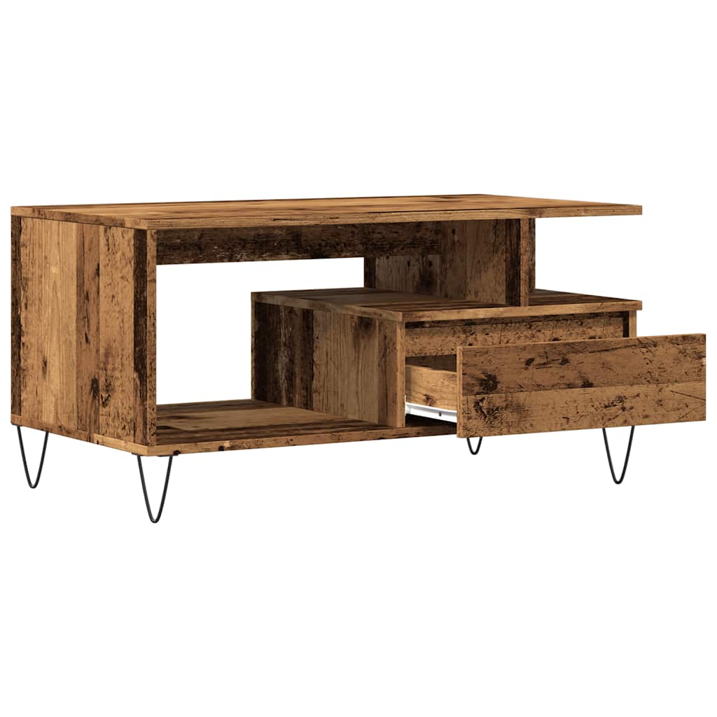 antik fa színű szerelt fa dohányzóasztal 90 x 49 x 45 cm