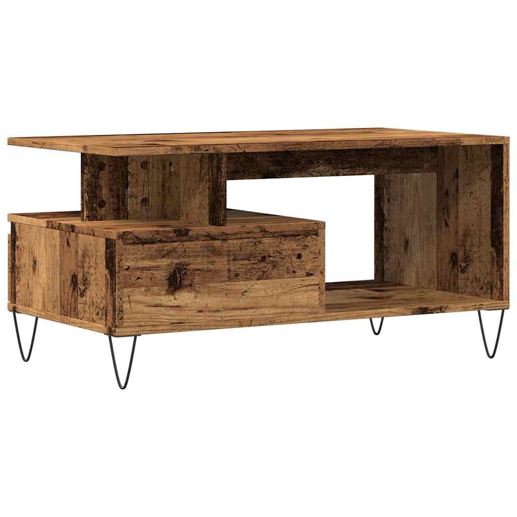 antik fa színű szerelt fa dohányzóasztal 90 x 49 x 45 cm