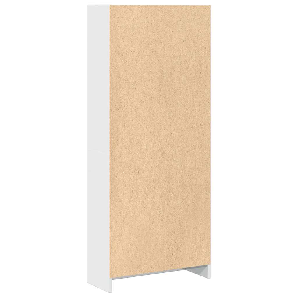 magasfényű fehér szerelt fa könyvespolc 60 x 24 x 143 cm