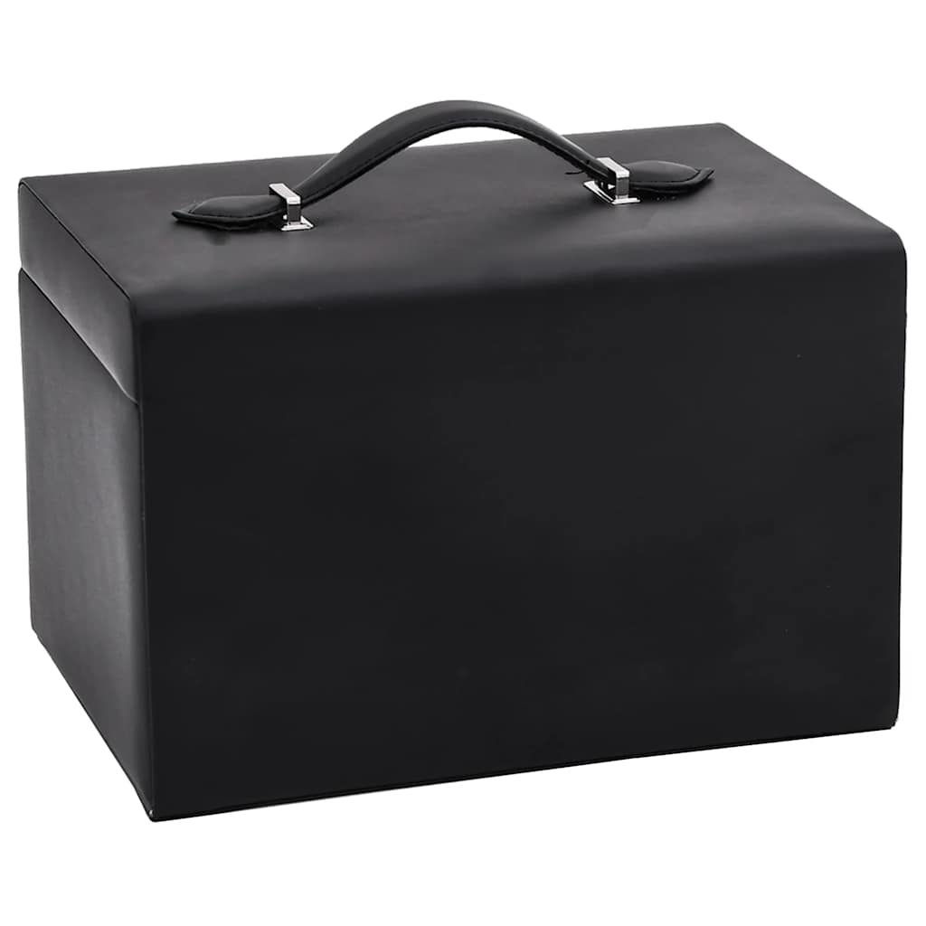 ékszerdoboz 3 rétegű tükörrel zárható fekete 26x18x17,5 cm