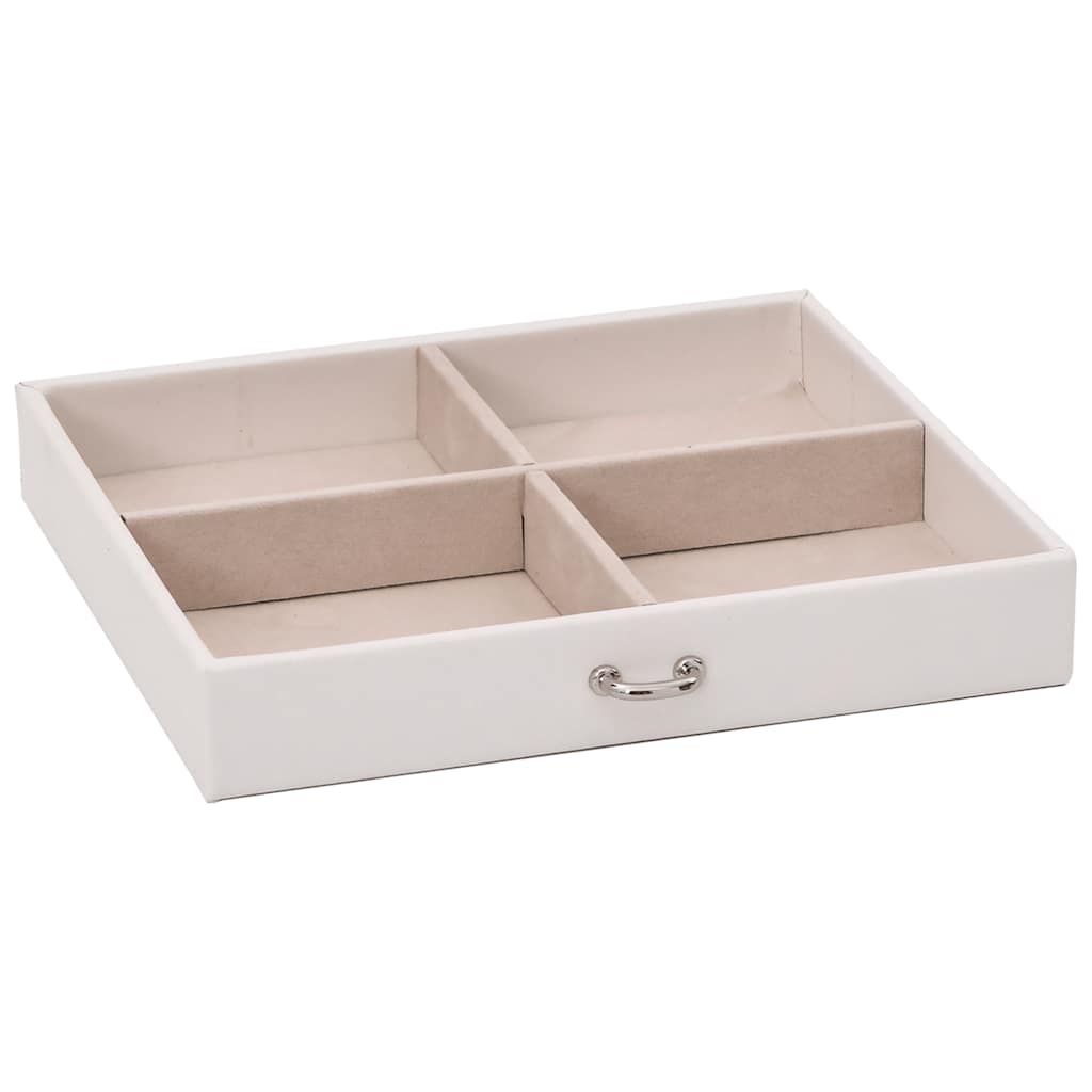ékszerdoboz 4 rétegű tükörrel zárható fehér 22,5x17,5x16,5 cm