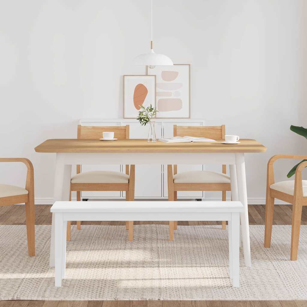 fehér tömörfa gumiból pad 110 cm