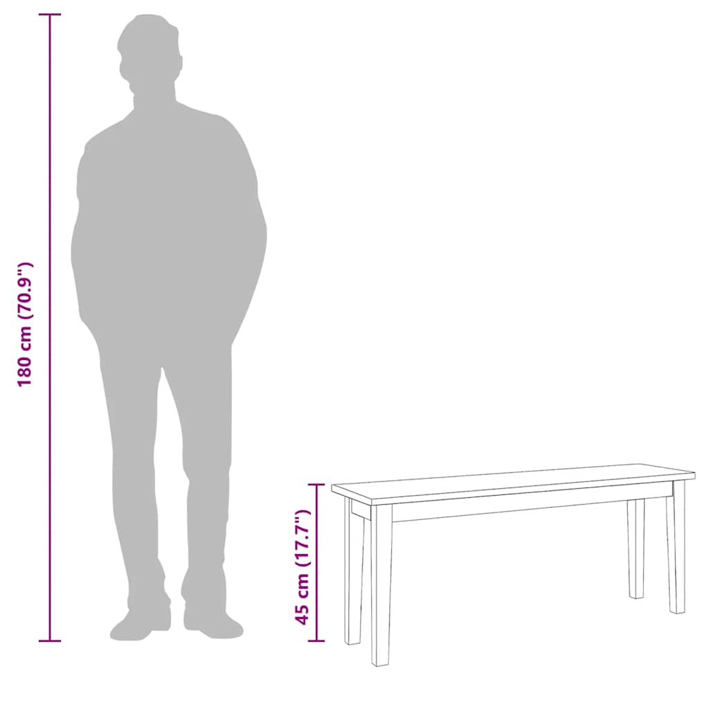 fehér tömörfa gumiból pad 110 cm