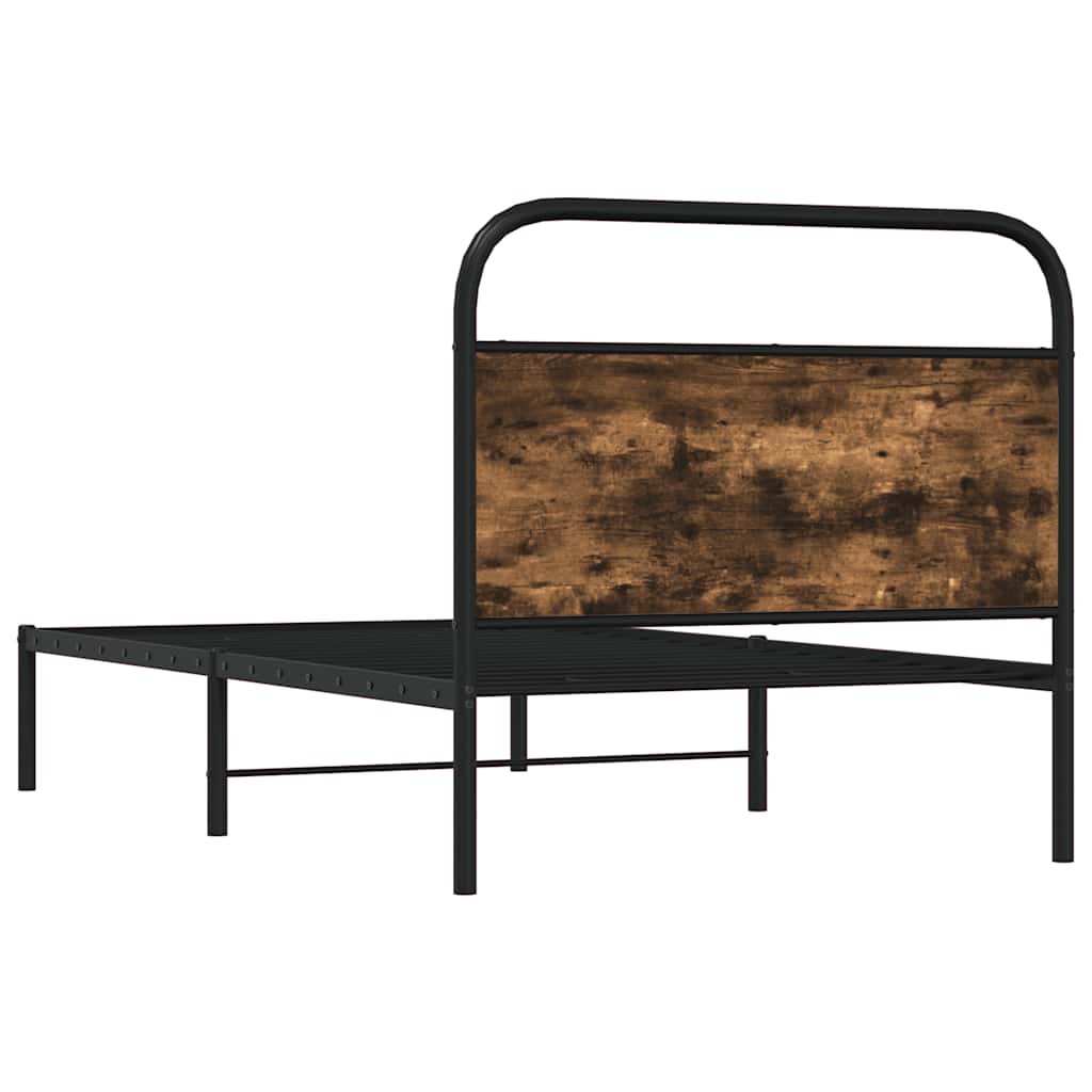 ágykeret matrac nélkül 107x203 cm füstölt tölgy fűrészelt fa