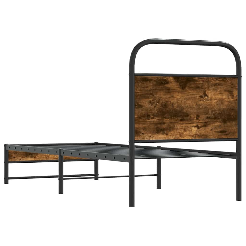 ágykeret matrac nélkül 80x200 cm füstölt tölgy fűrészelt fa