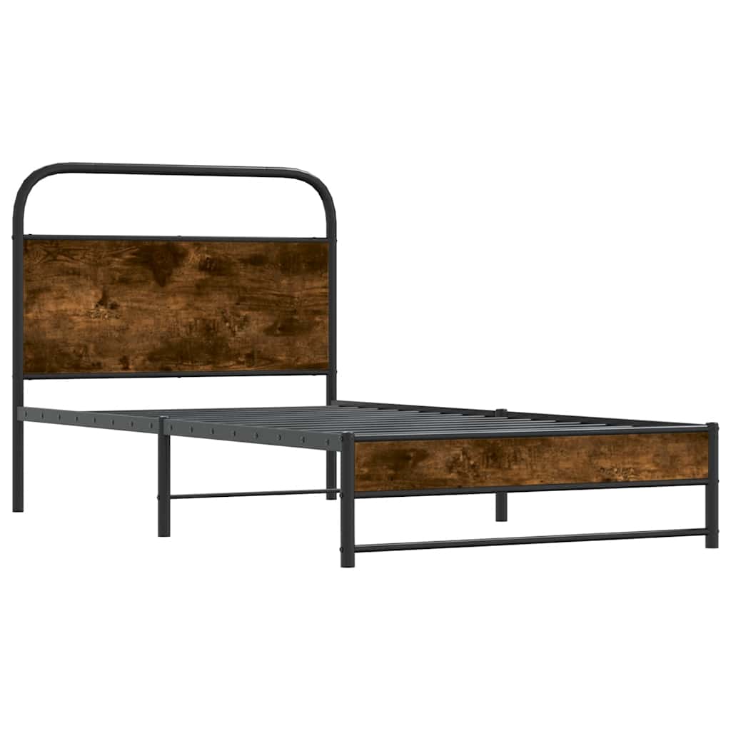 ágykeret matrac nélkül 107x203 cm füstölt tölgy fűrészelt fa