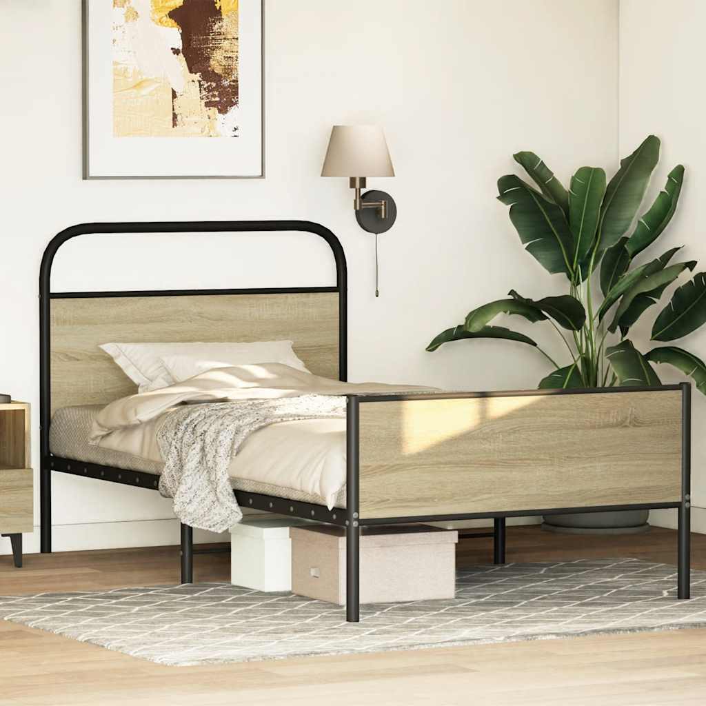ágykeret matrac nélkül 90x200 cm sonoma tölgyfa műfa