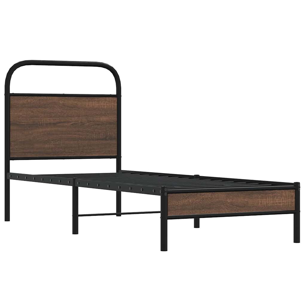 ágykeret matrac nélkül 75x190 cm barna tölgyfa műfa