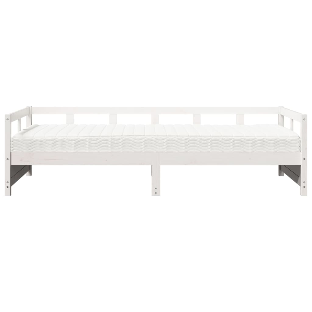 fehér tömör fenyőfa kanapéágy matraccal 80 x 200 cm