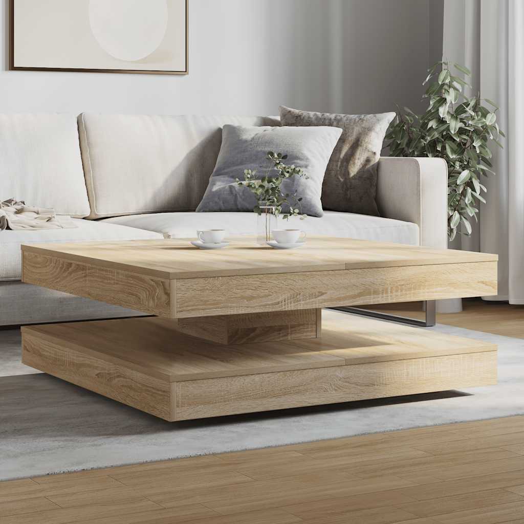 sonoma tölgy dohányzóasztal 360 fokban forgatható 90x90x34,5 cm