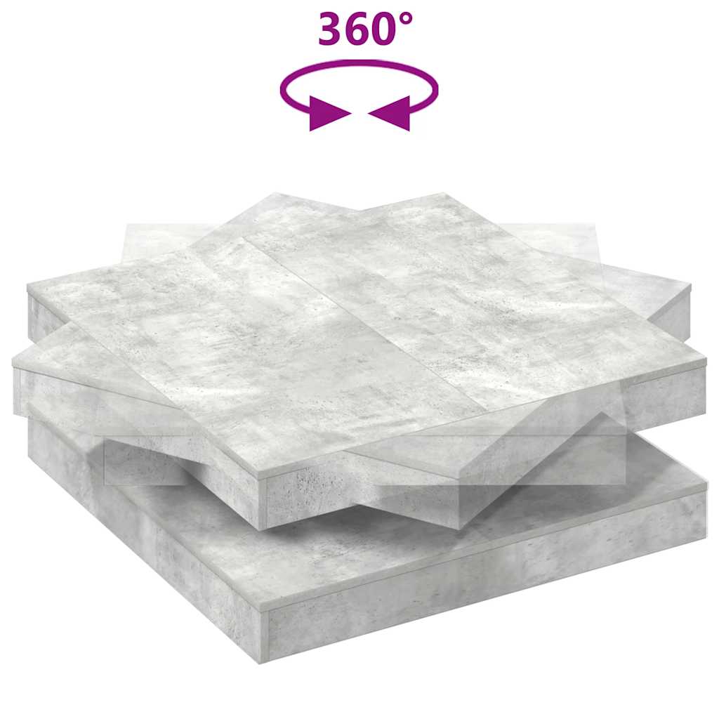 betonszürke dohányzóasztal 360 fokban forgatható 90x90x34,5 cm