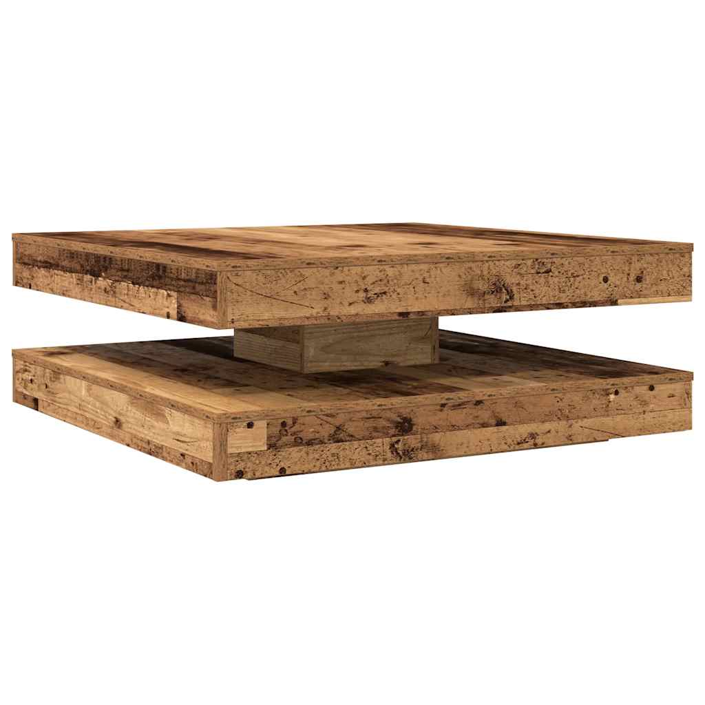 antik fa dohányzóasztal 360 fokban forgatható 90x90x34,5 cm