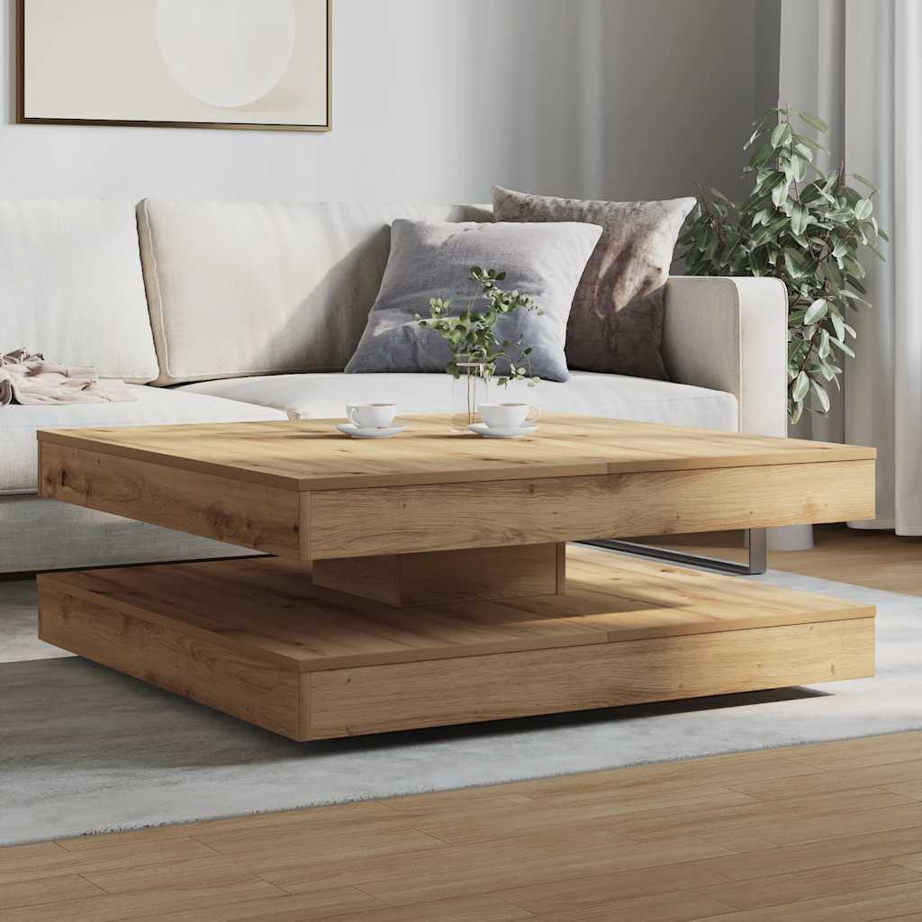 kézművestölgy dohányzóasztal 360 fokban forgatható 90x90x34,5cm