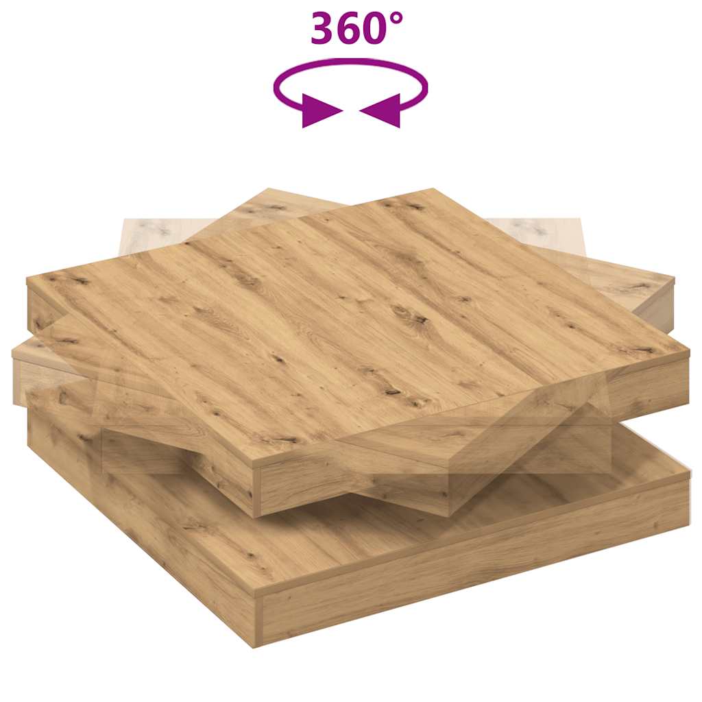 kézművestölgy dohányzóasztal 360 fokban forgatható 90x90x34,5cm