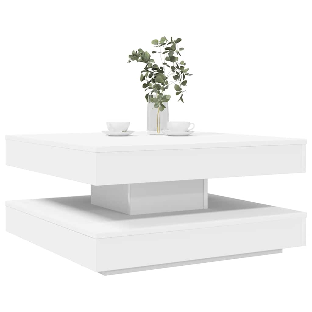 fehér dohányzóasztal 360 fokban forgatható 70x70x34,5 cm