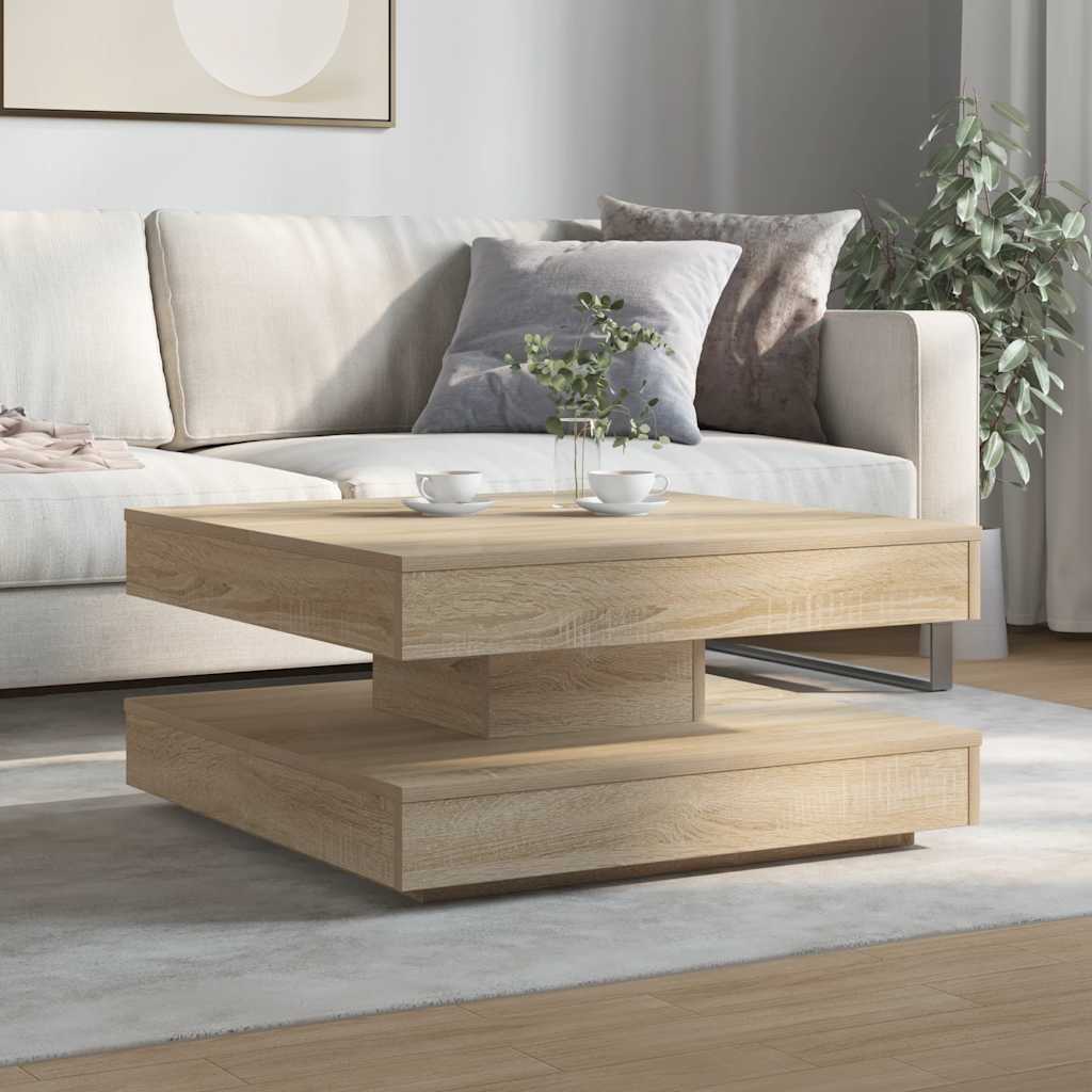 sonoma tölgy dohányzóasztal 360 fokban forgatható 70x70x34,5 cm