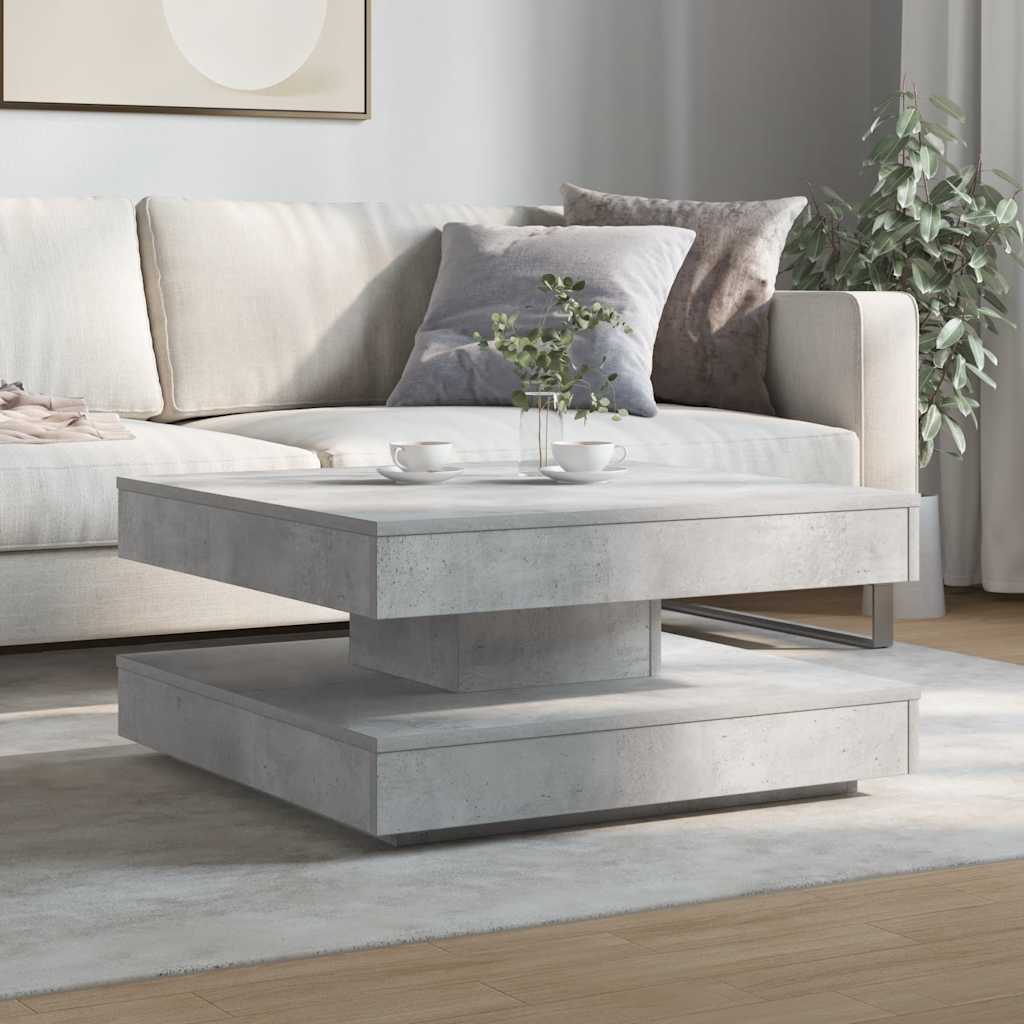 betonszürke dohányzóasztal 360 fokban forgatható 70x70x34,5 cm
