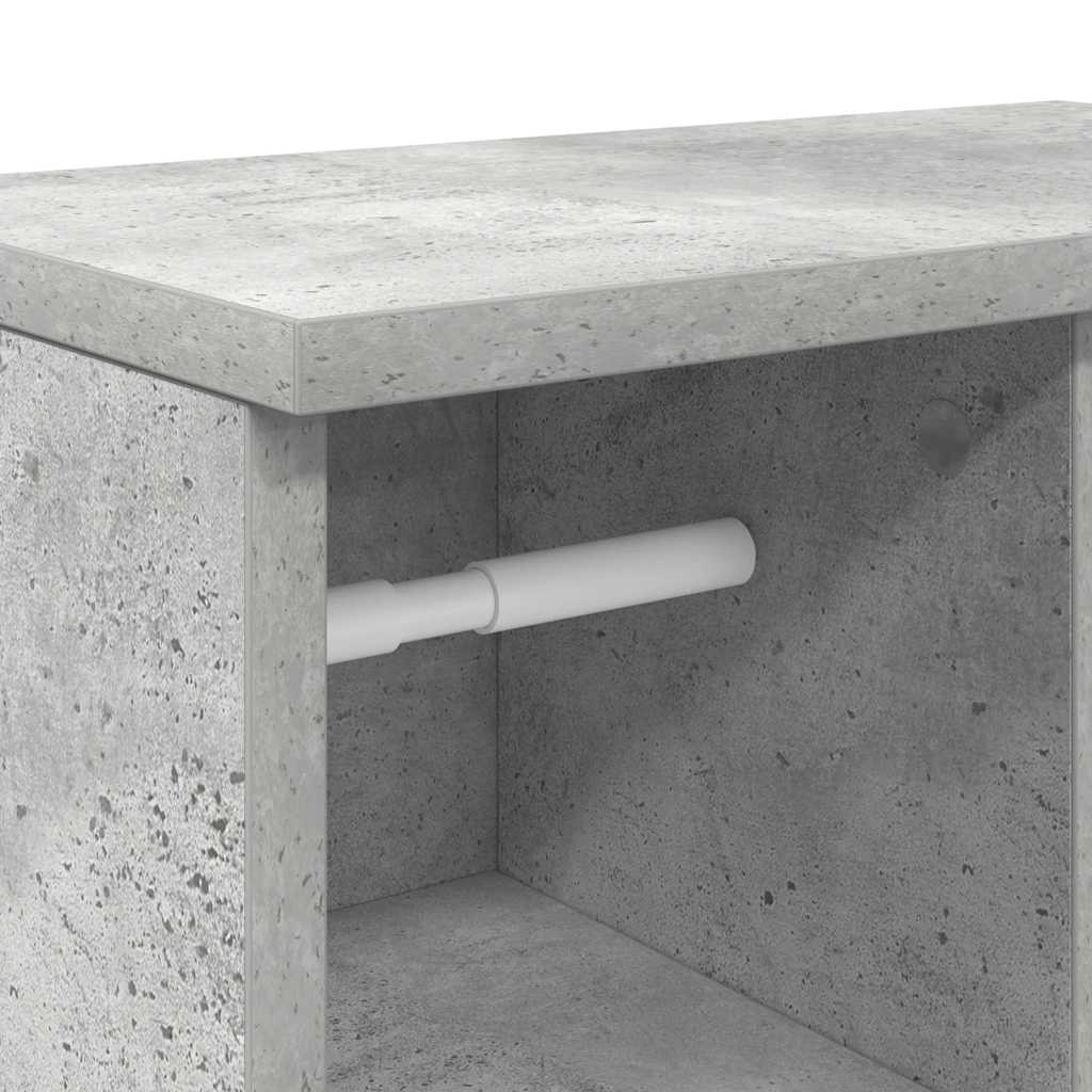betonszürke fürdőszobaszekrény tekercstartóval 39x22x90 cm
