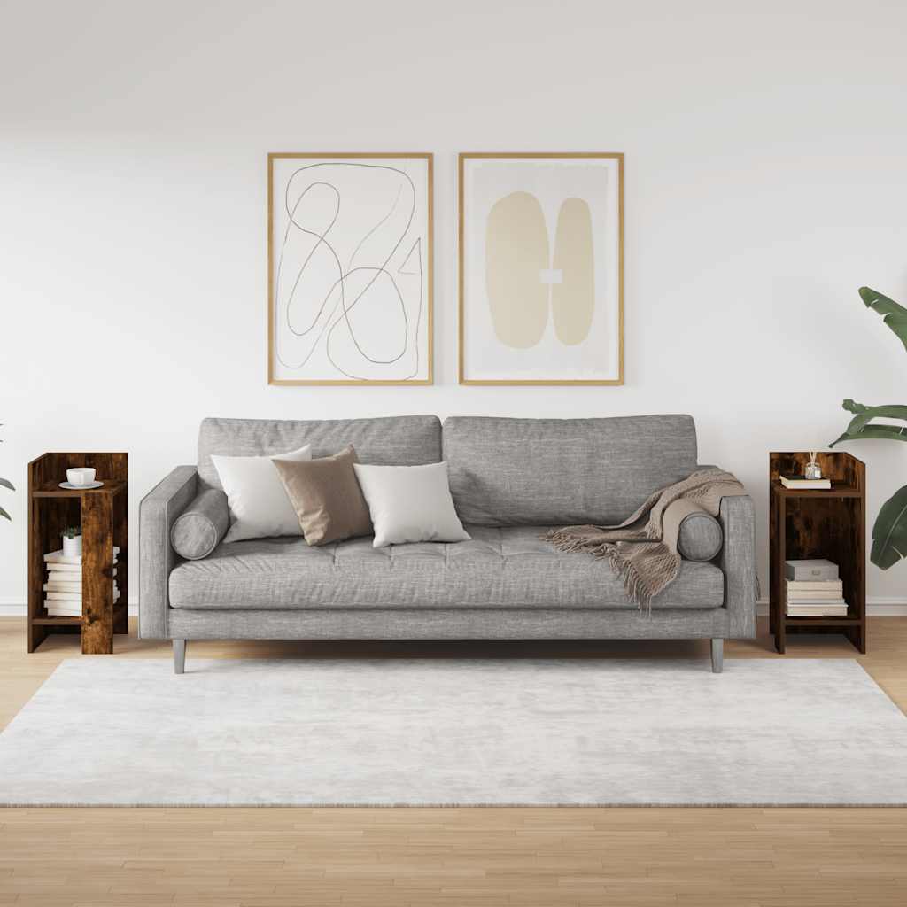 2 db füstös tölgy színű kisasztal polccal 25,5 x 27 x 60 cm