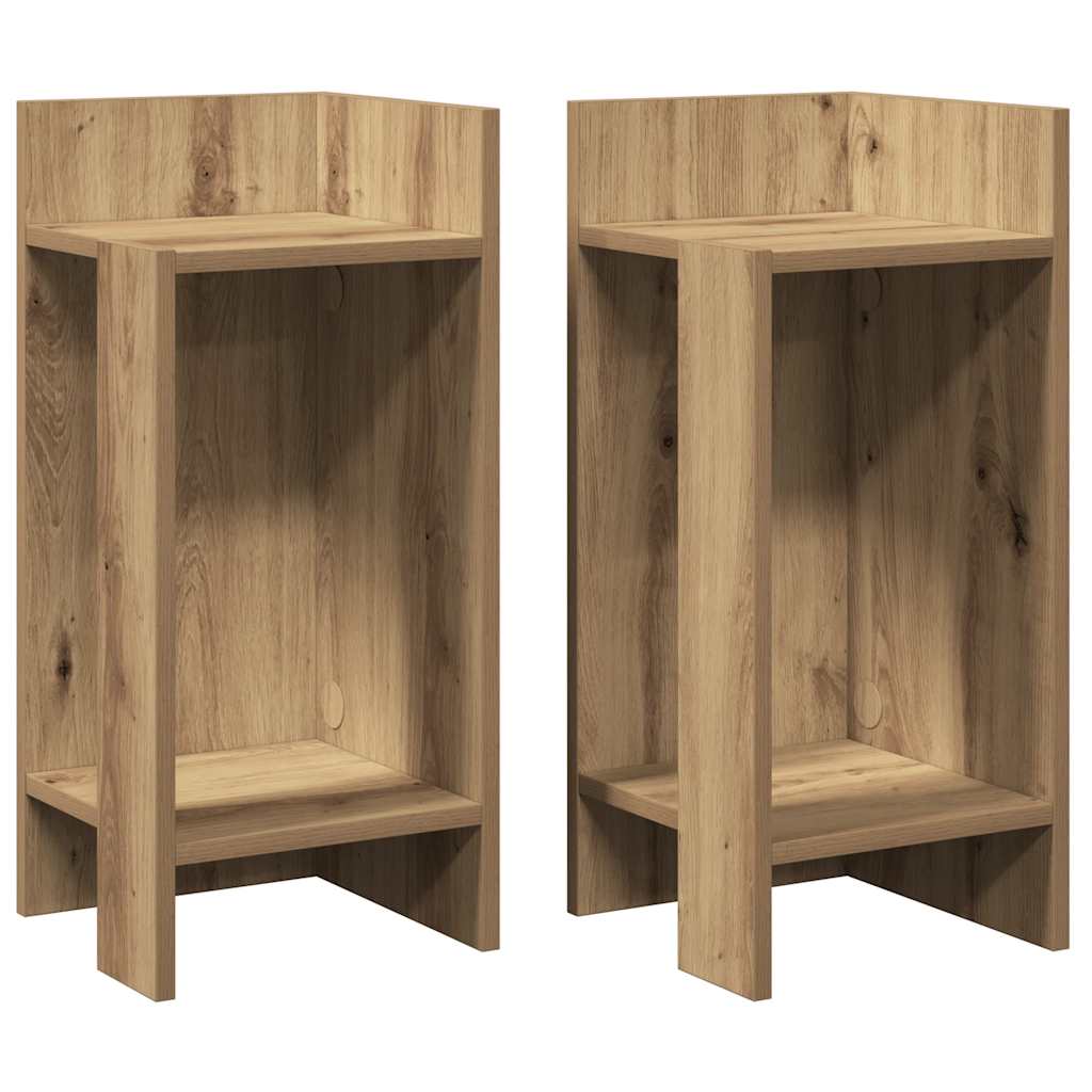 2 db kézműves tölgyszínű kisasztal polccal 25,5 x 27 x 60 cm