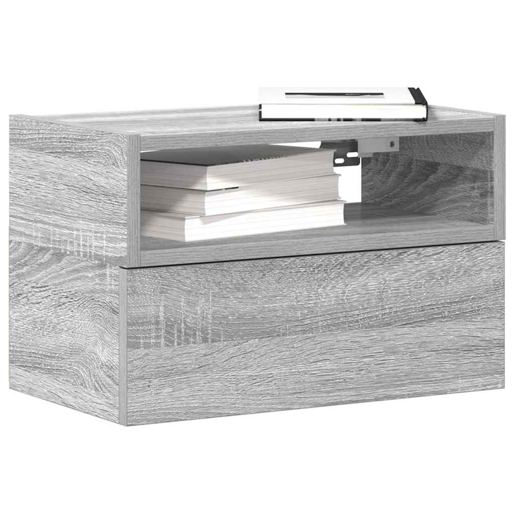 szürke sonoma falra szerelhető éjjeliszekrény 45x26x28,5 cm