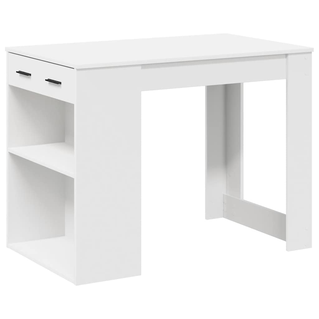 íróasztal fiókkal és polccal fehér 102x62x77,5 cm gépelt fa