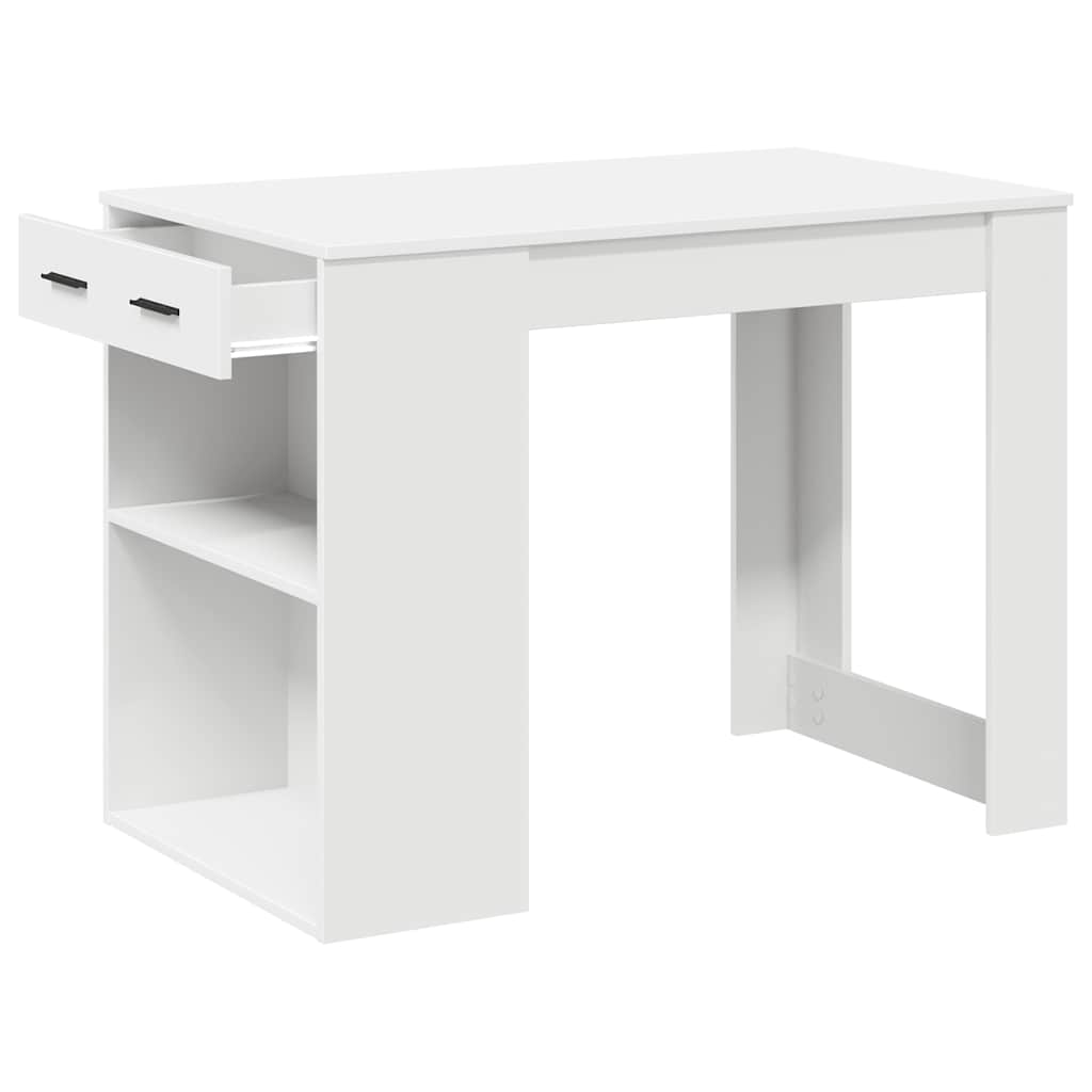 íróasztal fiókkal és polccal fehér 102x62x77,5 cm gépelt fa