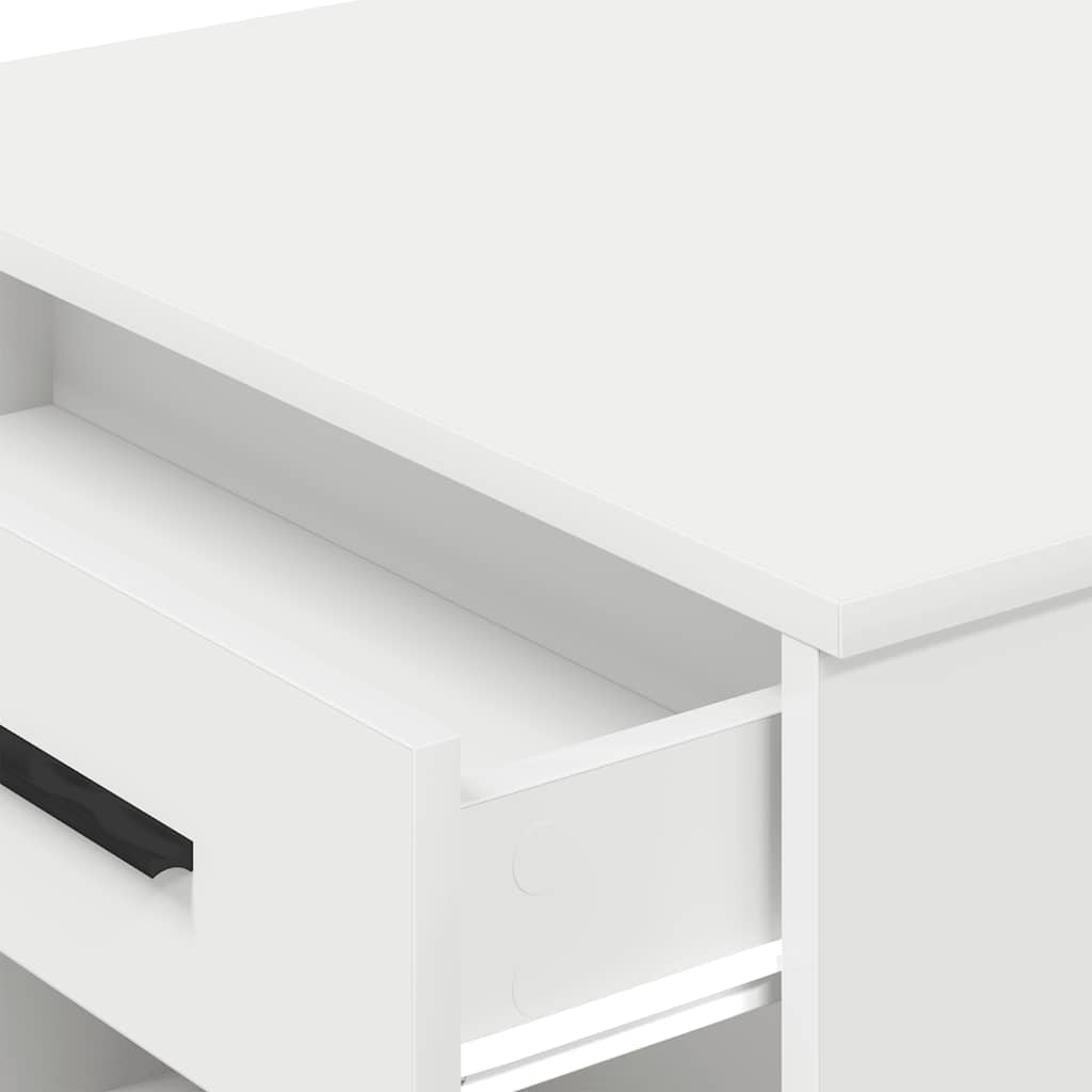 íróasztal fiókkal és polccal fehér 102x62x77,5 cm gépelt fa