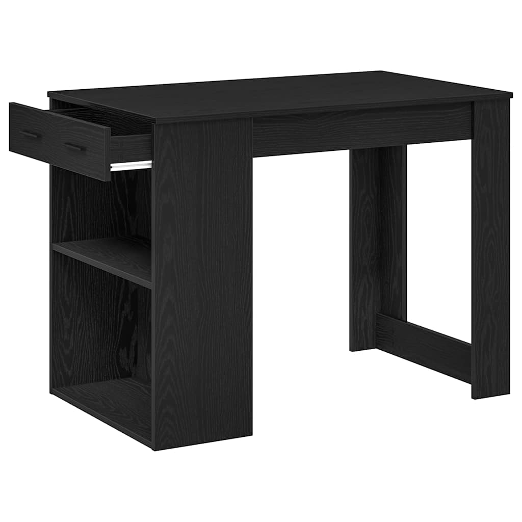 íróasztal fiókkal polccal fekete tölgy 102x62x77,5cm gépelt fa