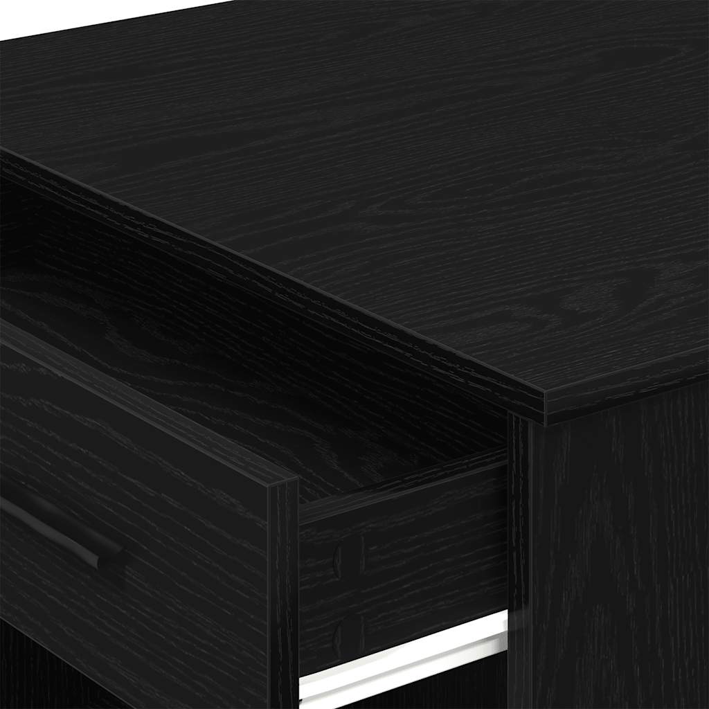 íróasztal fiókkal polccal fekete tölgy 102x62x77,5cm gépelt fa