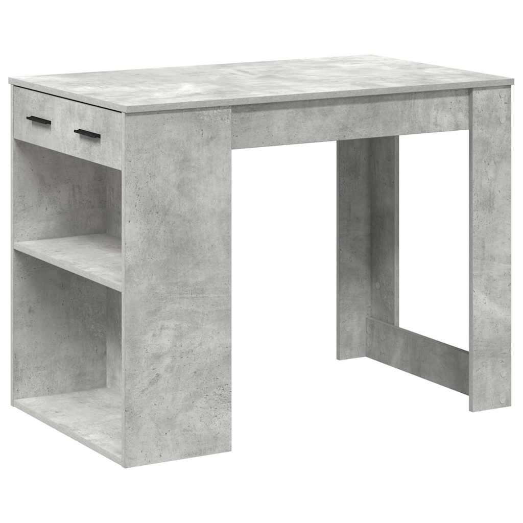 íróasztal fiókkal és polccal betonszürke 102x62x77,5 cm műfa